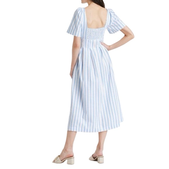 Blue Striped Midi Dress- Sz 8 - Picture 13 of 16